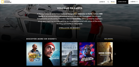 A sample photo of National Geographic's website