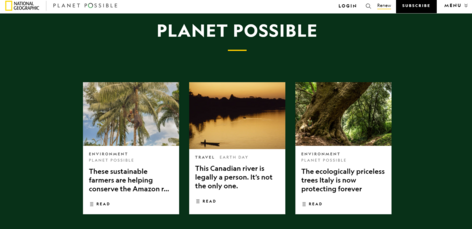 A sample photo of National Geographic's website